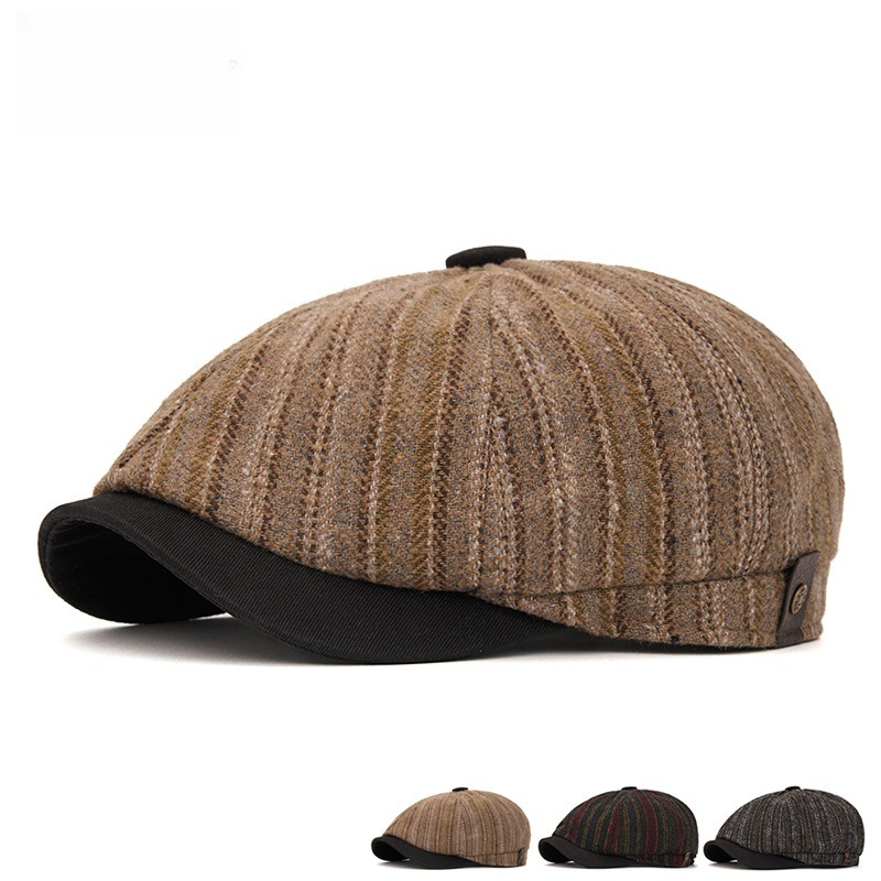 Newsboy Cap Ivy - Унисекс полосатая кепка-газетчика из шерстяной смеси,
