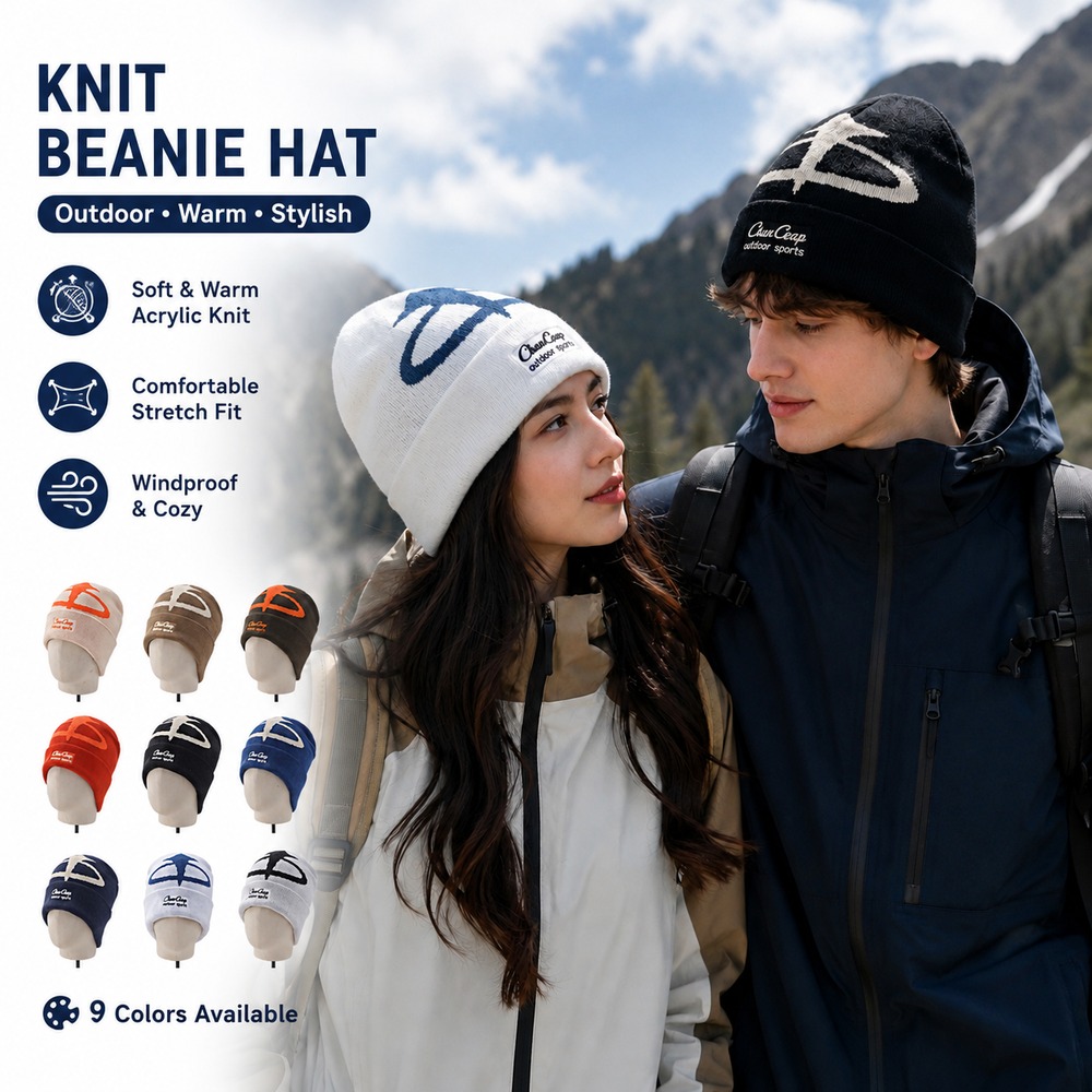 Beanie Cuffed Knit - Универсальная зимняя вязаная шапка-бини, теплая, мягкая,