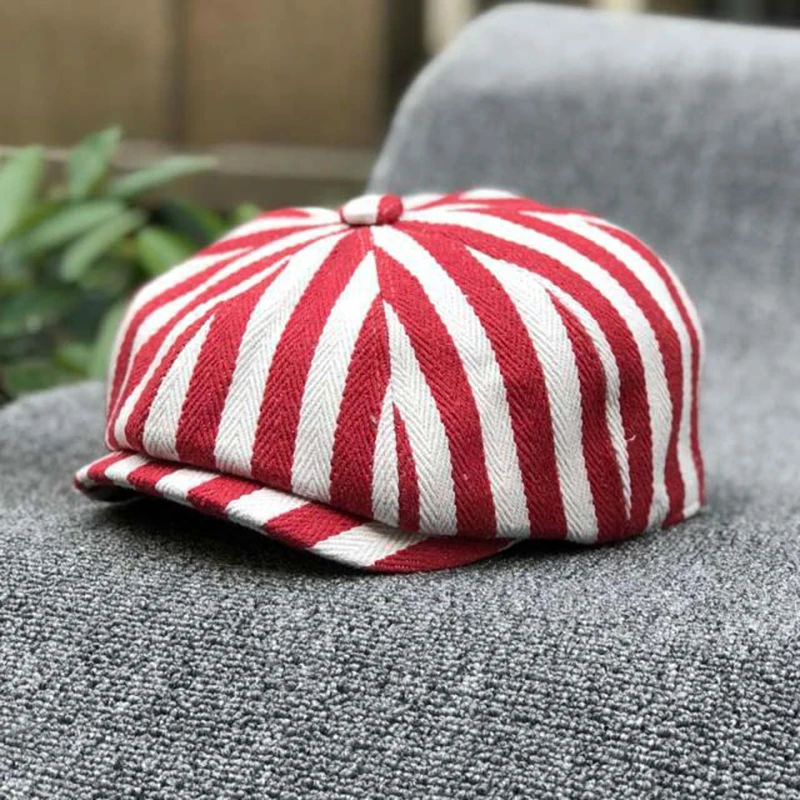 Dad Hat Cotton - Бейкерболка (шляпа-берет) из хлопка в полоску,